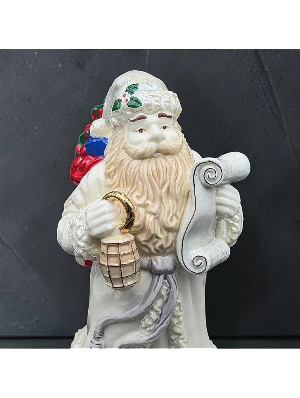Vintage Palm Tree 2009 Santa Claus Figurine Scroll Lantern Christmas Decor 9